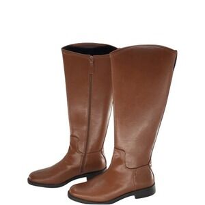 Franco‎ Sarto Boot Tall Equestrian Women Size 9.5 Cognac Brown Round Toe